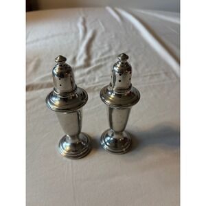 Empire‎ Pewter Salt and Pepper Shakers Set Silver Weighted Mid Century 4.5"